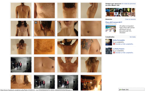 captura de pantalla del perfil de facebook de ENDO donde lxs activistas compartían en tiempo real las fotos realizadas en el estudio fotográfica