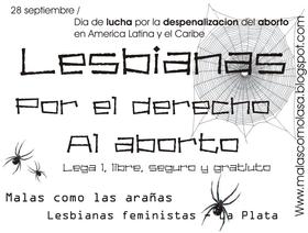 Volante "Lesbianas por el Derecho al Aborto legal, seguro y gratuito"