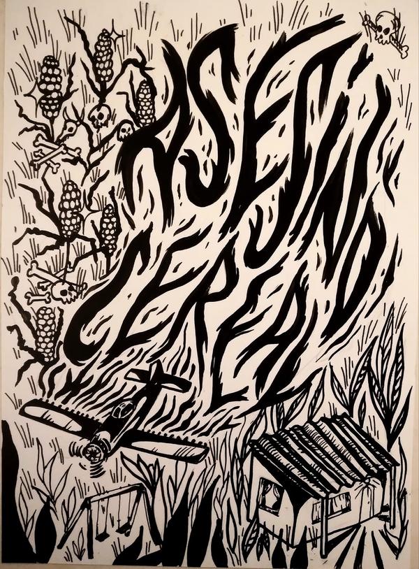 Grabado hecho para pegatinear durante la gira.