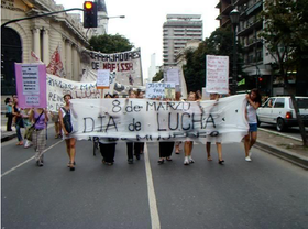 Cabecera de la manifestación del 8 de marzo de 2008. La Plata