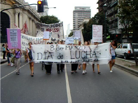 Cabecera de la manifestación del 8 de marzo de 2008. La Plata