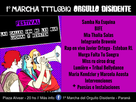 Flyer festival primer marcha orgullo disidente pna